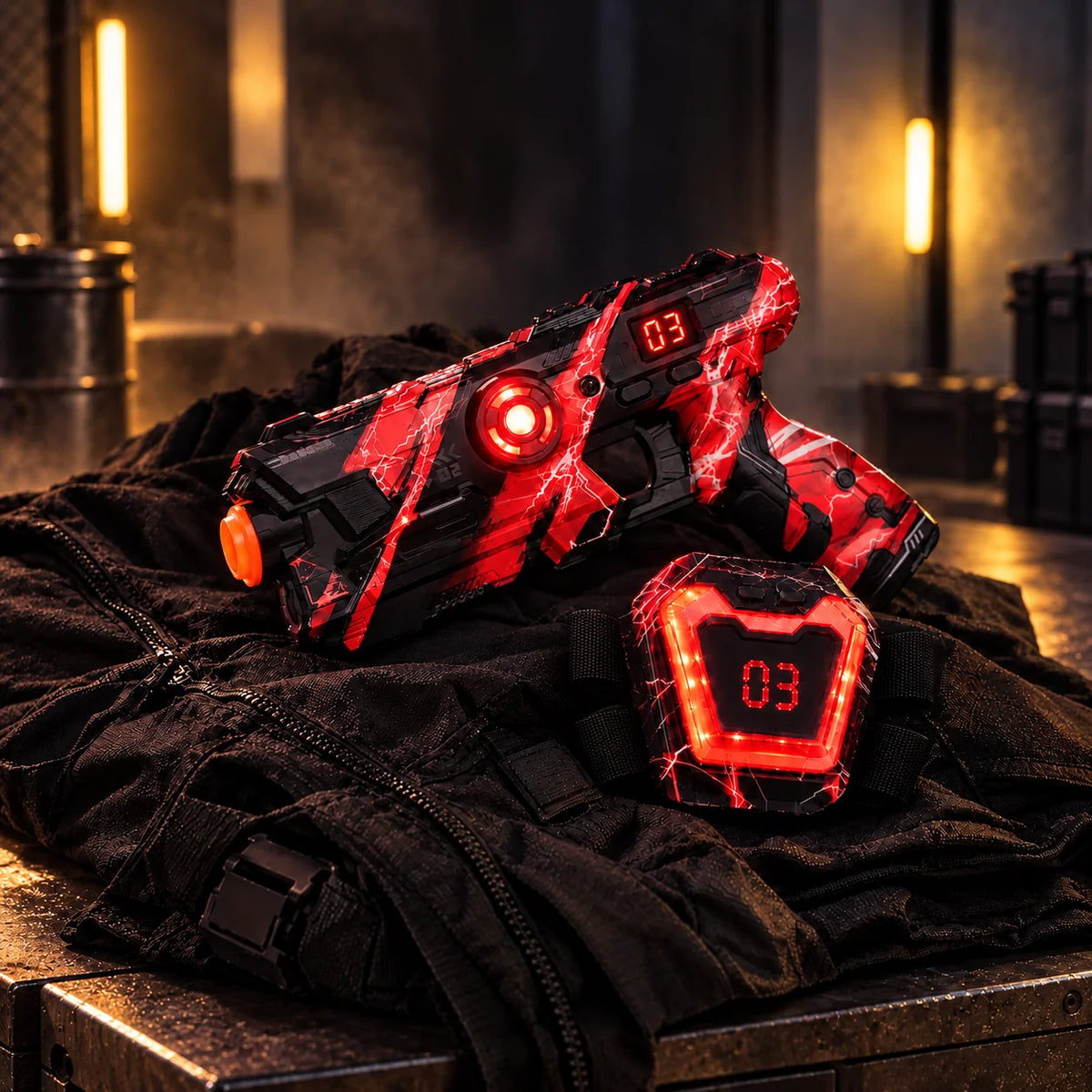 Laser Tag Set for Kids – 4 Infrared Blasters & 4 Vests with LED Score Display, Indoor & Outdoor Battle Game