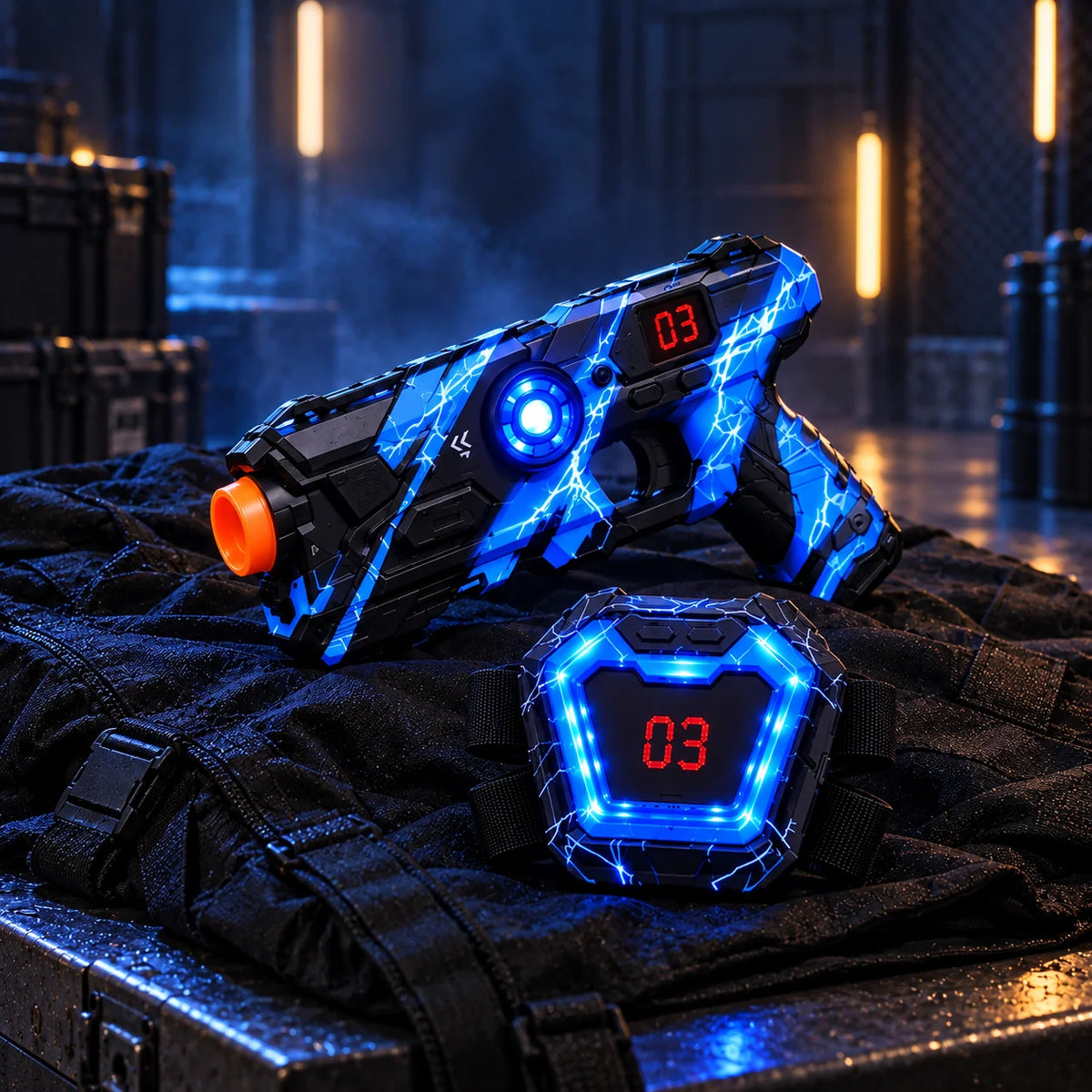 Laser Tag Set for Kids – 4 Infrared Blasters & 4 Vests with LED Score Display, Indoor & Outdoor Battle Game